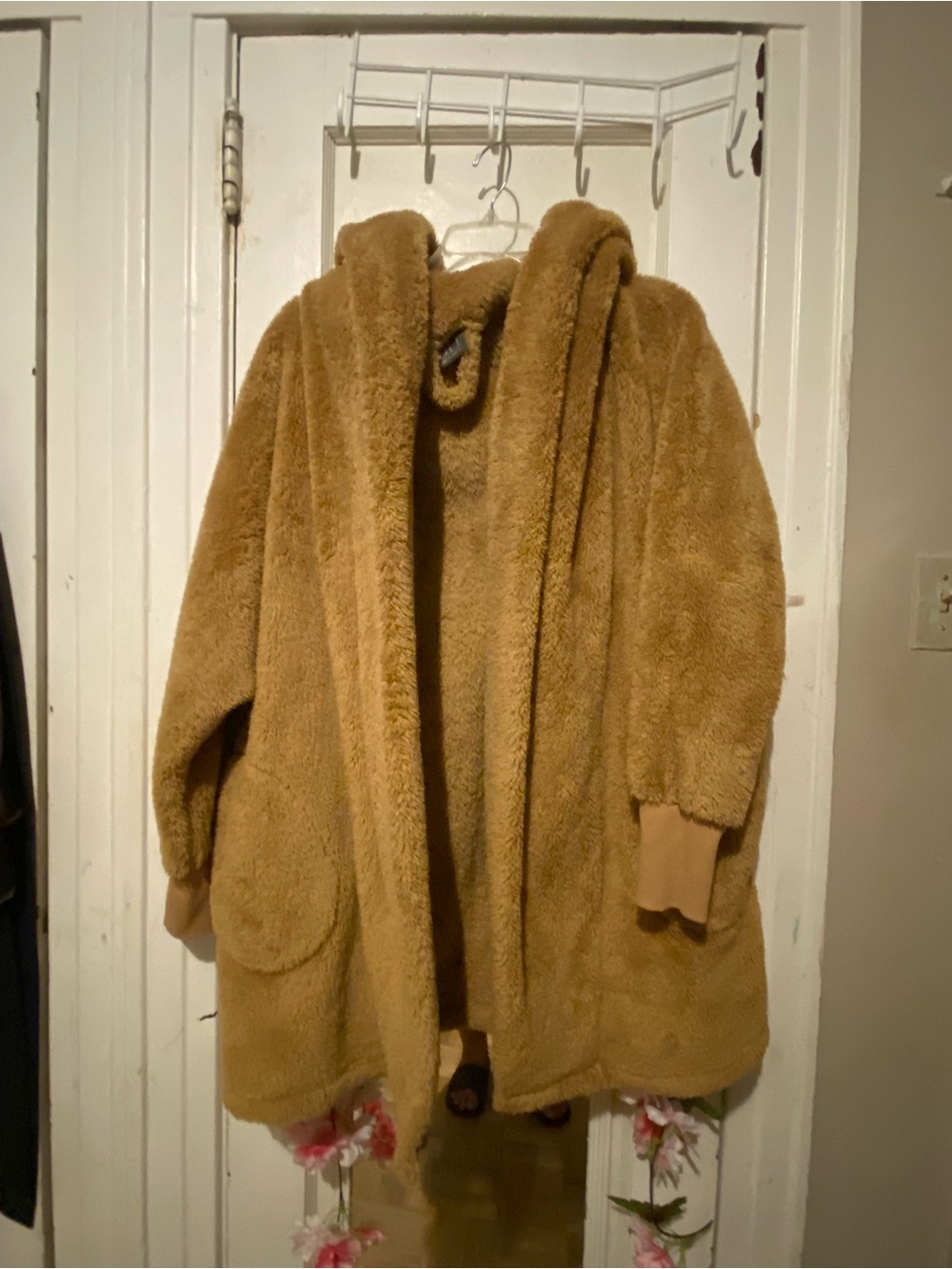 G.I.L.I. Plush Teddy Hooded Jacket in Camel